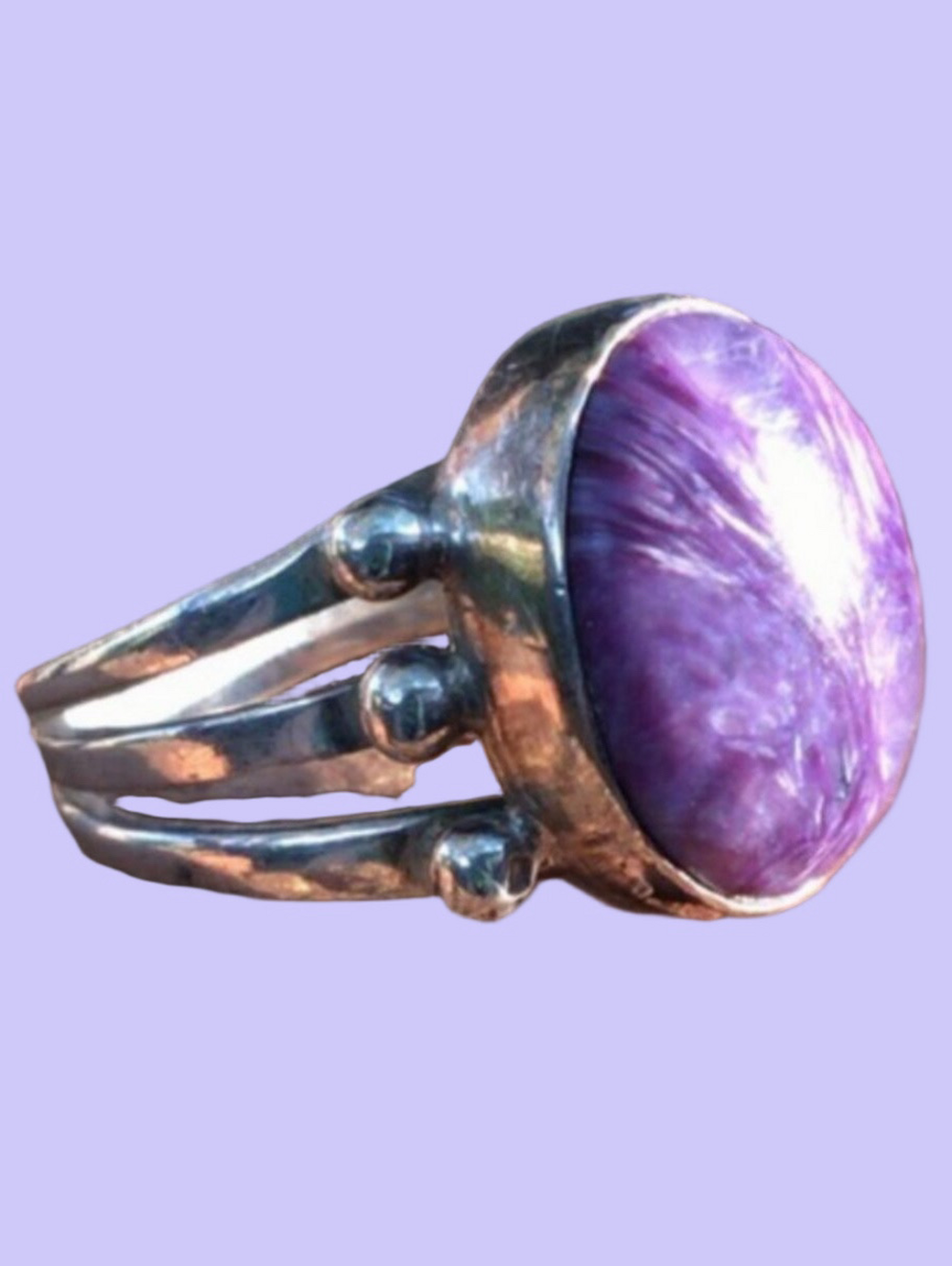 Magical Purple Charoite & Silver Ring